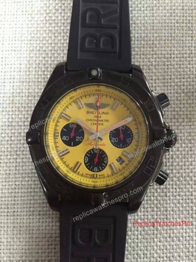 Copy Breitling Avenger Yellow Chronograph Face Black Rubber Watch